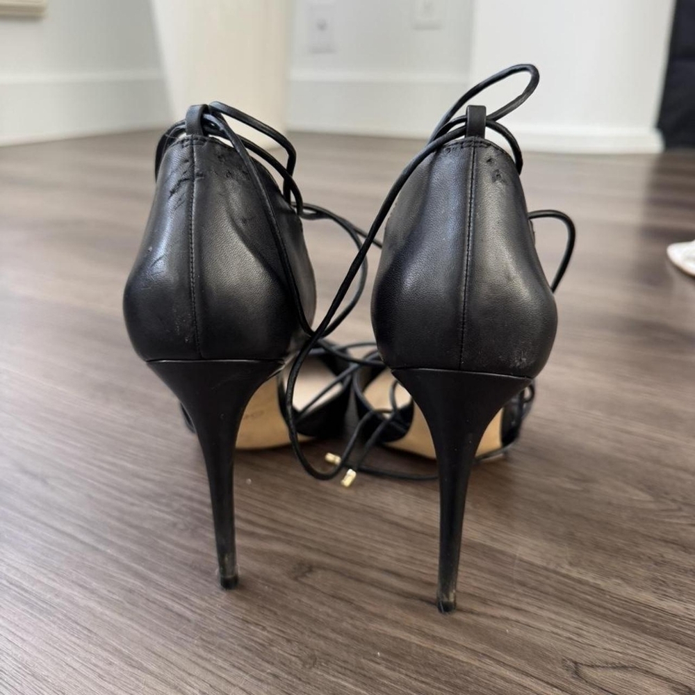 Aldo Black Lace-up Pointed Toe High Heels - Picture 3 of 3